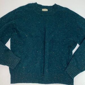 Vintage Boundary Waters 95% Green Wool Sweater size XL Fisherman Core